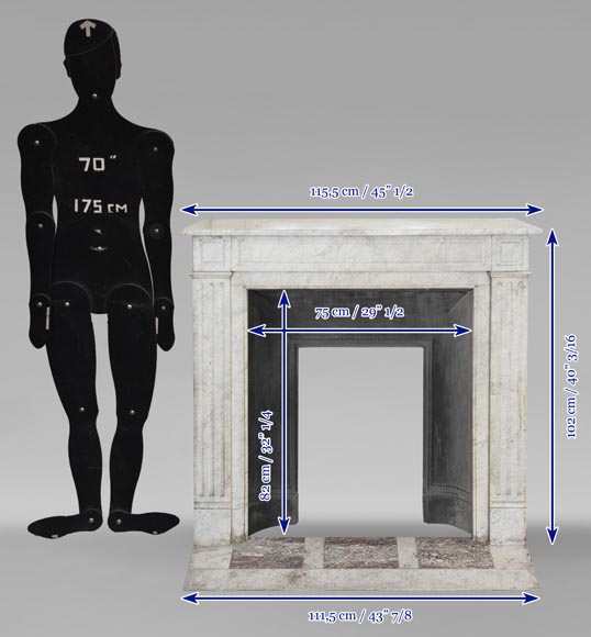 Louis XVI style molded Carrara marble mantel Louis XVI style molded Carrara marble mantel-10