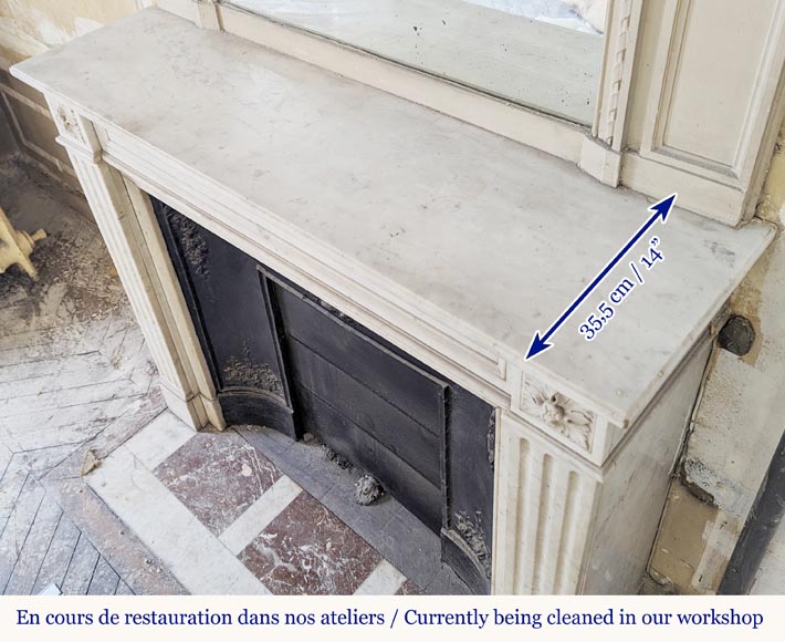 Louis XVI style mantel in Carrara marble adorned with rosettes Louis XVI style mantel in Carrara marble adorned with rosettes-8