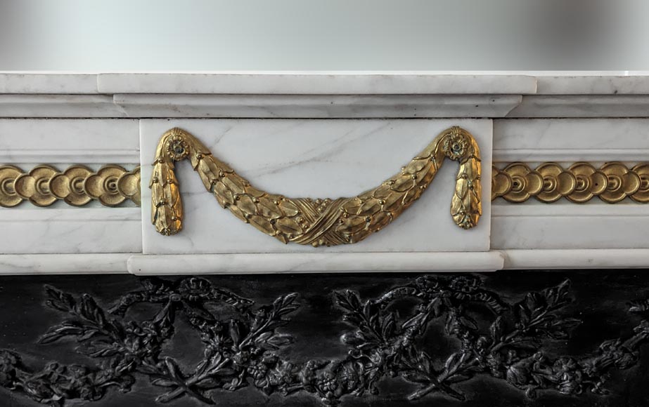 Louis XVI style mantel with garland and frieze of flowers Louis XVI style mantel with garland and frieze of flowers-1