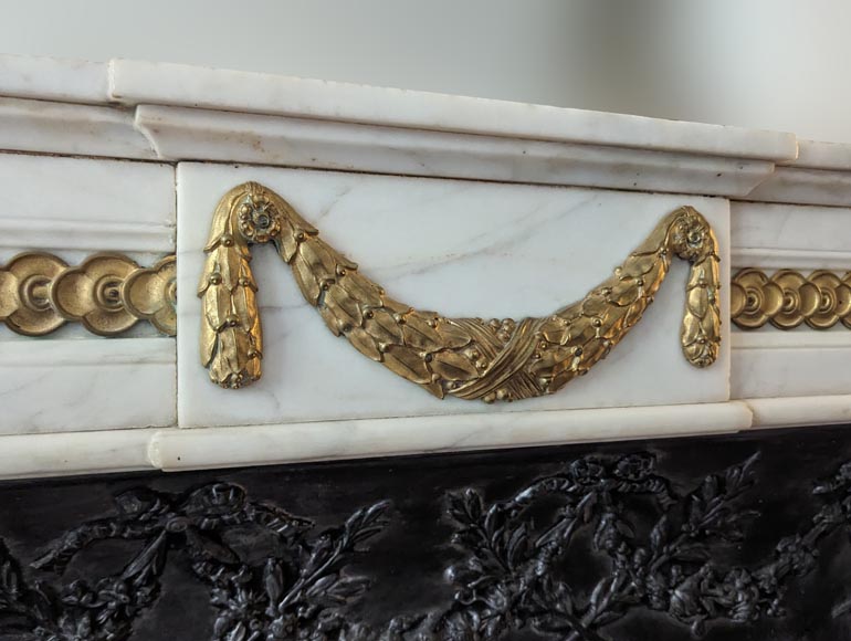 Louis XVI style mantel with garland and frieze of flowers Louis XVI style mantel with garland and frieze of flowers-2
