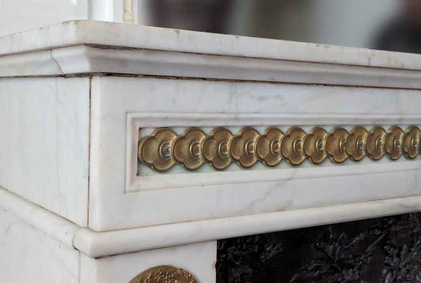 Louis XVI style mantel with garland and frieze of flowers Louis XVI style mantel with garland and frieze of flowers-4