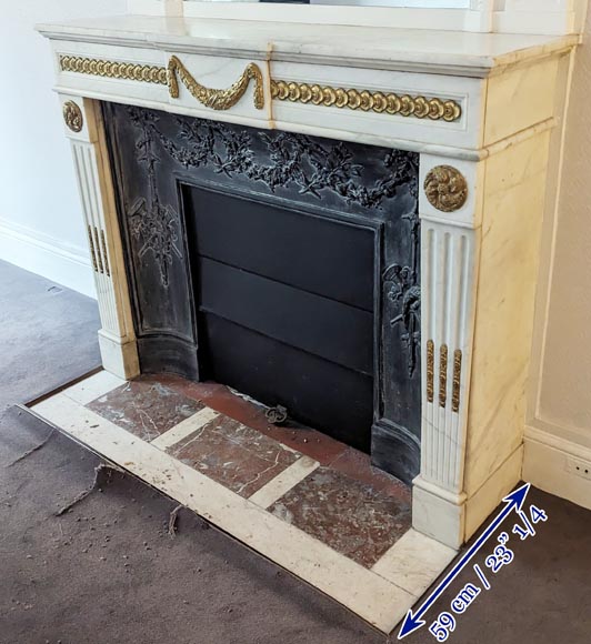 Louis XVI style mantel with garland and frieze of flowers Louis XVI style mantel with garland and frieze of flowers-9