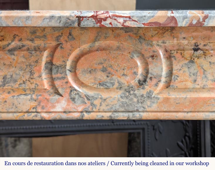 Louis XV style Pompadour mantel in Enjugerais marble Louis XV style Pompadour mantel in Enjugerais marble-1