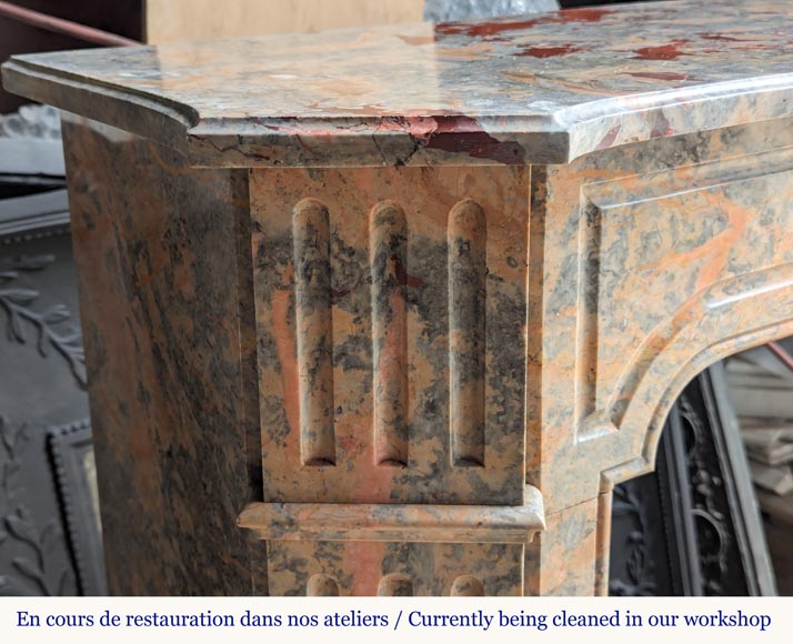 Louis XV style Pompadour mantel in Enjugerais marble Louis XV style Pompadour mantel in Enjugerais marble-3