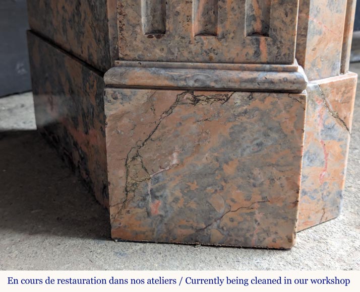 Louis XV style Pompadour mantel in Enjugerais marble Louis XV style Pompadour mantel in Enjugerais marble-4