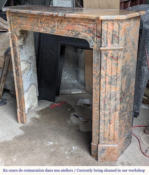 Louis XV style Pompadour mantel in Enjugerais marble Louis XV style Pompadour mantel in Enjugerais marble-5