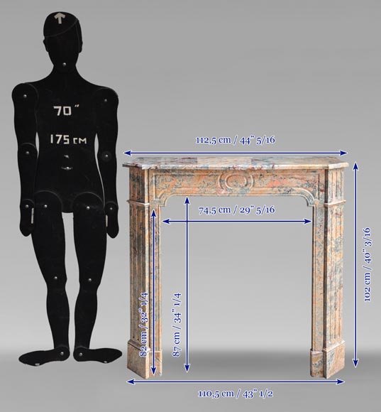 Louis XV style Pompadour mantel in Enjugerais marble Louis XV style Pompadour mantel in Enjugerais marble-9