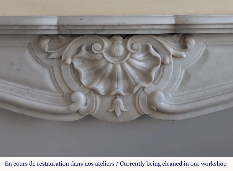 Louis XV style Carrara marble mantel with shell design Louis XV style Carrara marble mantel with shell design-1