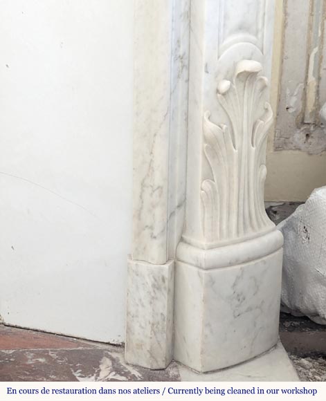 Louis XV style Carrara marble mantel with shell design Louis XV style Carrara marble mantel with shell design-8