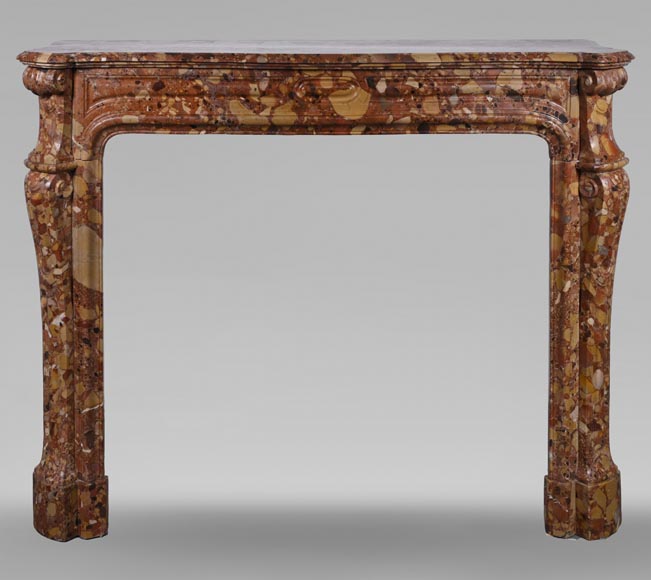 Louis XV style Pompadour curved mantel in Aleppo Breche Louis XV style Pompadour curved mantel in Aleppo Breche-0