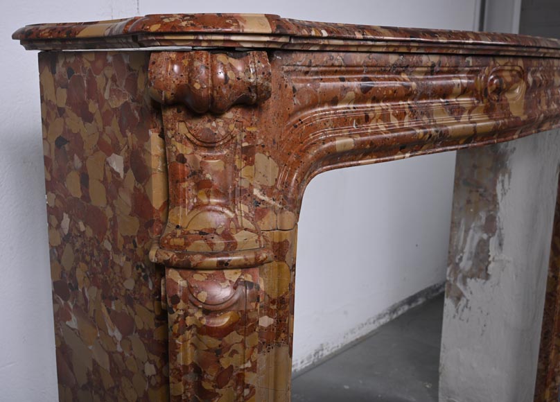 Louis XV style Pompadour curved mantel in Aleppo Breche Louis XV style Pompadour curved mantel in Aleppo Breche-3