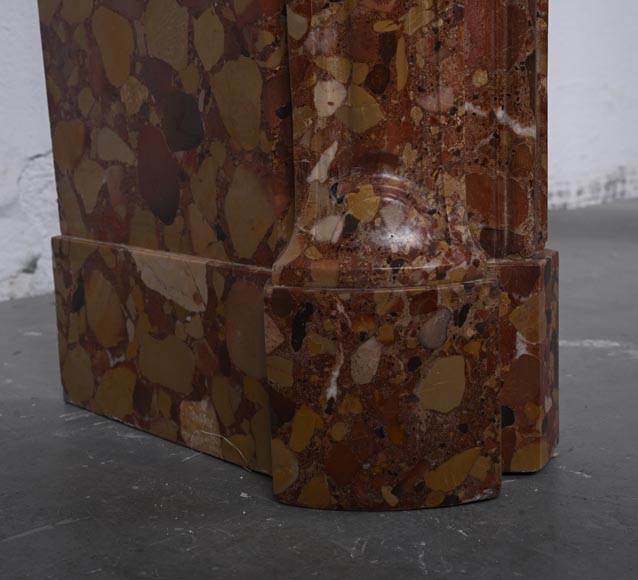 Louis XV style Pompadour curved mantel in Aleppo Breche Louis XV style Pompadour curved mantel in Aleppo Breche-4