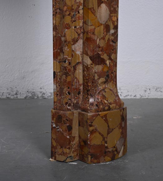 Louis XV style Pompadour curved mantel in Aleppo Breche Louis XV style Pompadour curved mantel in Aleppo Breche-7