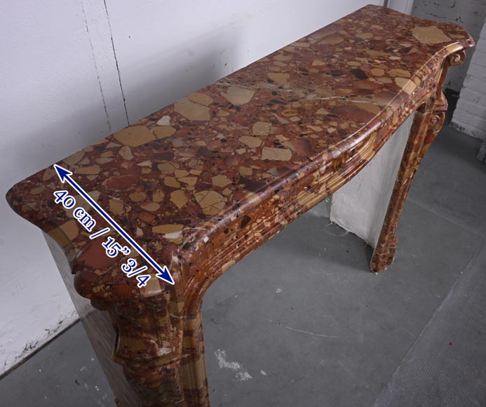 Louis XV style Pompadour curved mantel in Aleppo Breche Louis XV style Pompadour curved mantel in Aleppo Breche-8
