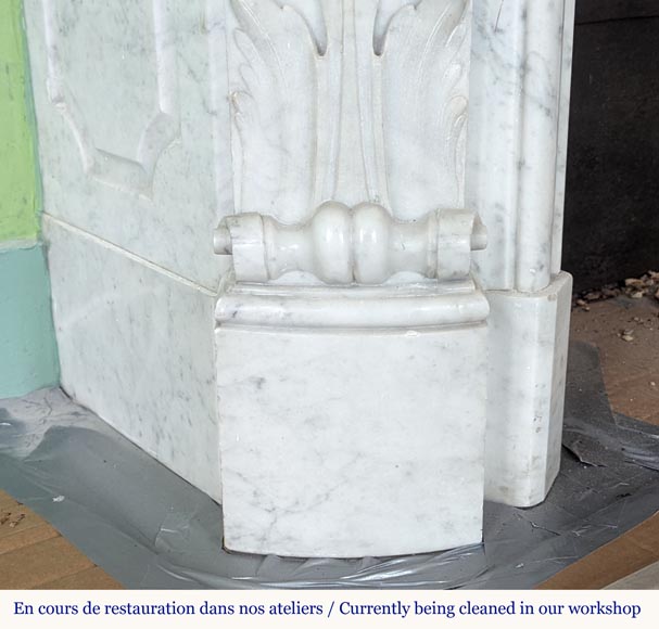Louis XV style Carrara marble mantel decorated with foliate shells Louis XV style Carrara marble mantel decorated with foliate shells-7