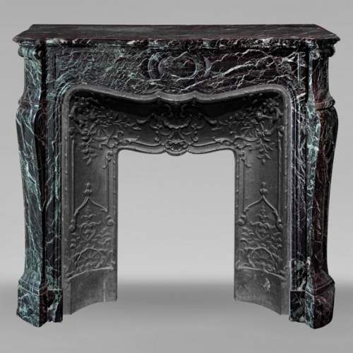 Louis XV style Pompadour mantel in Vert de Mer marble