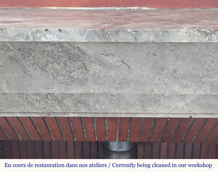 Napoleon III style mantel with modillions in Lunel marble-1