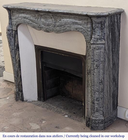 Louis XV style Pompadour mantel in Bleu Fleuri marble Louis XV style Pompadour mantel in Bleu Fleuri marble-5