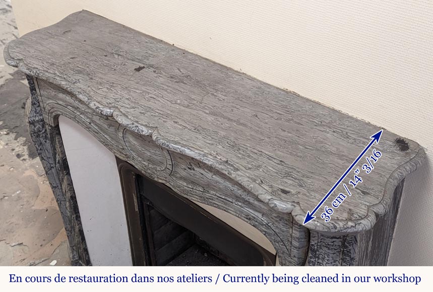 Louis XV style Pompadour mantel in Bleu Fleuri marble Louis XV style Pompadour mantel in Bleu Fleuri marble-8