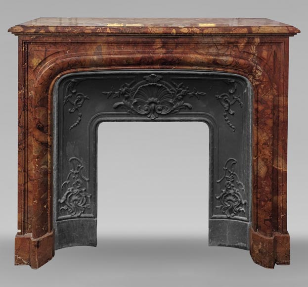 Louis XIV style mantel carved in Breche Sanguine Louis XIV style mantel carved in Breche Sanguine-0