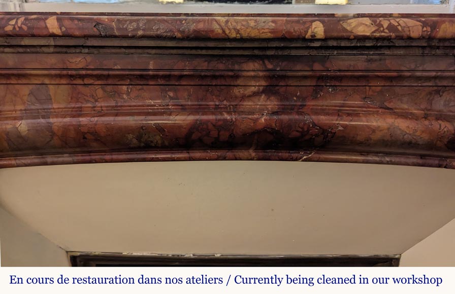 Louis XIV style mantel carved in Breche Sanguine Louis XIV style mantel carved in Breche Sanguine-1
