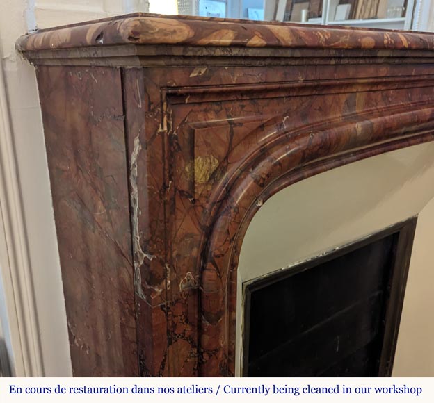 Louis XIV style mantel carved in Breche Sanguine Louis XIV style mantel carved in Breche Sanguine-3