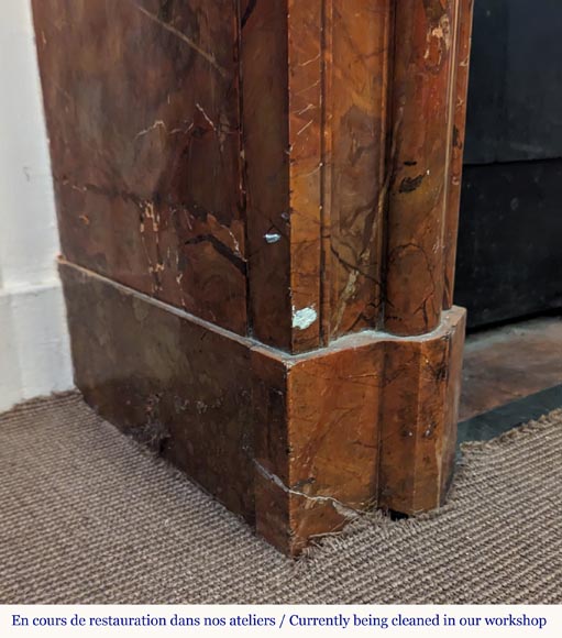 Louis XIV style mantel carved in Breche Sanguine Louis XIV style mantel carved in Breche Sanguine-4