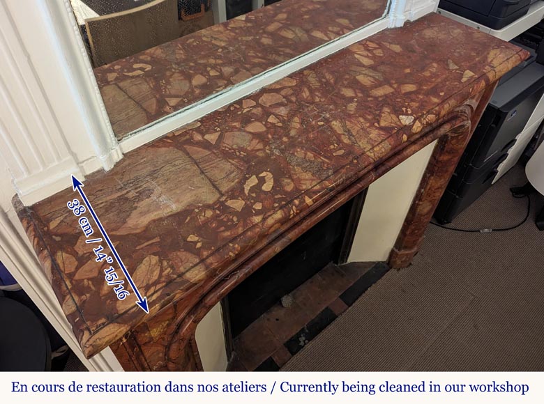 Louis XIV style mantel carved in Breche Sanguine Louis XIV style mantel carved in Breche Sanguine-8