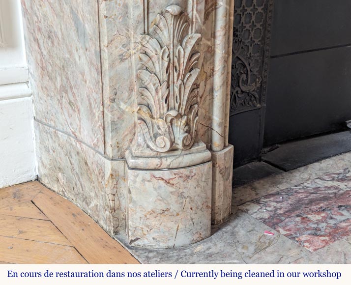 Large Louis XV style curved and finely carved Sarrancolin marble mantel Large Louis XV style curved and finely carved Sarrancolin marble mantel-8