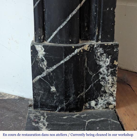 Louis XIV style mantel in Marquina marble Louis XIV style mantel in Marquina marble-7