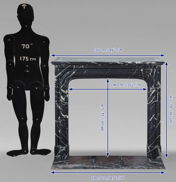 Louis XIV style mantel in Marquina marble Louis XIV style mantel in Marquina marble-10