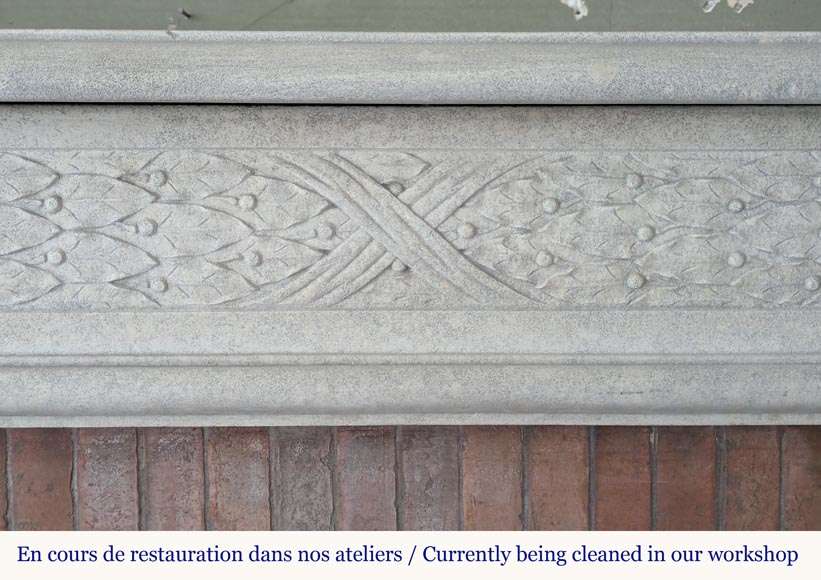 Napoleon III style stone mantel adorned with a holly frieze Napoleon III style stone mantel adorned with a holly frieze-1