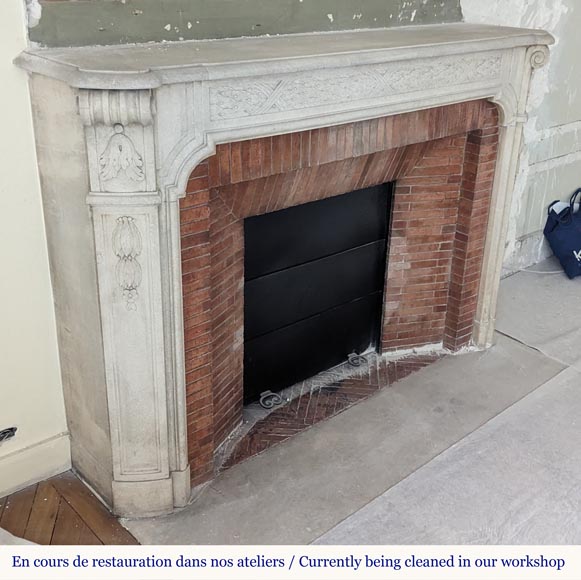 Napoleon III style stone mantel adorned with a holly frieze Napoleon III style stone mantel adorned with a holly frieze-2