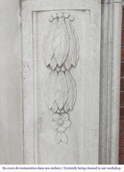 Napoleon III style stone mantel adorned with a holly frieze Napoleon III style stone mantel adorned with a holly frieze-4