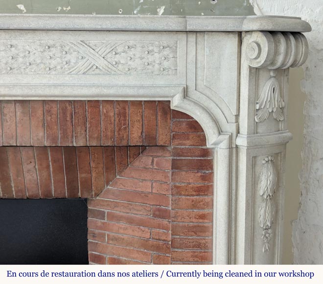 Napoleon III style stone mantel adorned with a holly frieze Napoleon III style stone mantel adorned with a holly frieze-7