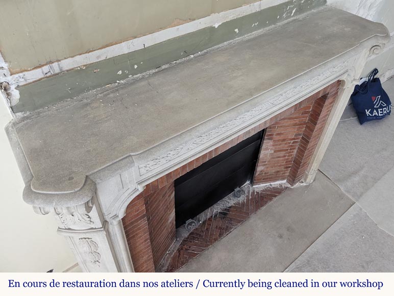 Napoleon III style stone mantel adorned with a holly frieze Napoleon III style stone mantel adorned with a holly frieze-10