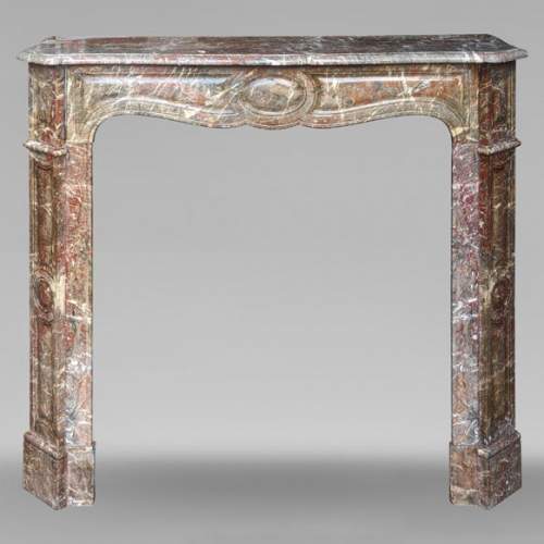 Louis XV style Pompadour mantel in Rouge du Nord marble