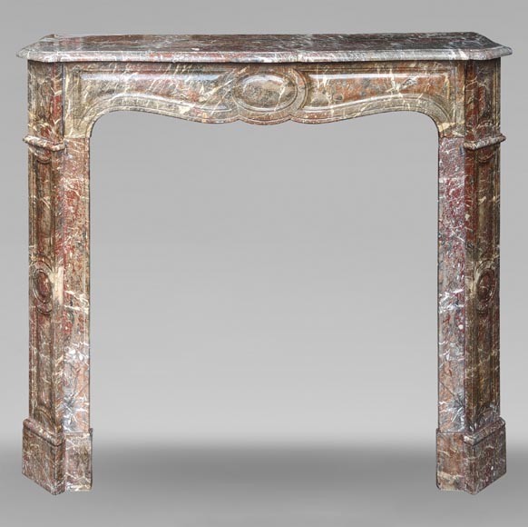 Louis XV style Pompadour mantel in Rouge du Nord marble Louis XV style Pompadour mantel in Rouge du Nord marble-0