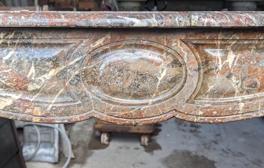 Louis XV style Pompadour mantel in Rouge du Nord marble Louis XV style Pompadour mantel in Rouge du Nord marble-1