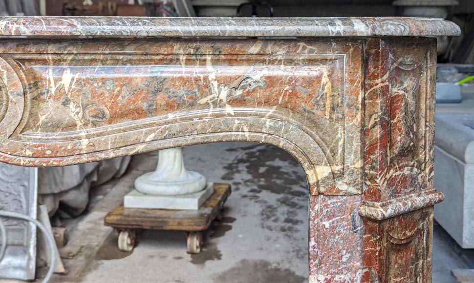 Louis XV style Pompadour mantel in Rouge du Nord marble Louis XV style Pompadour mantel in Rouge du Nord marble-6