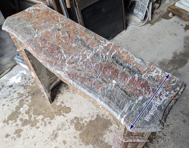 Louis XV style Pompadour mantel in Rouge du Nord marble Louis XV style Pompadour mantel in Rouge du Nord marble-8