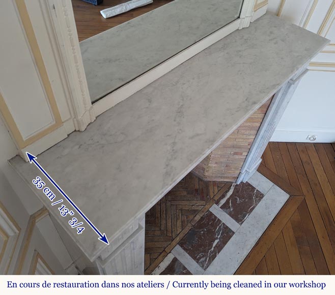 Louis XVI style mantel in Carrara marble adorned with a sunflower Louis XVI style mantel in Carrara marble adorned with a sunflower-9