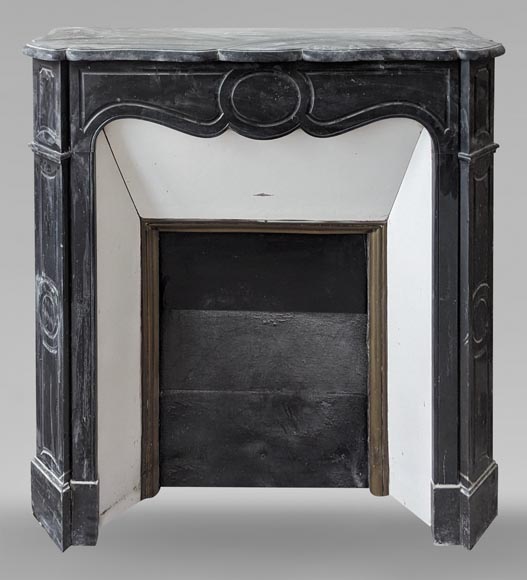 Louis XV style Pompadour mantel in black speckled marble Louis XV style Pompadour mantel in black speckled marble-0