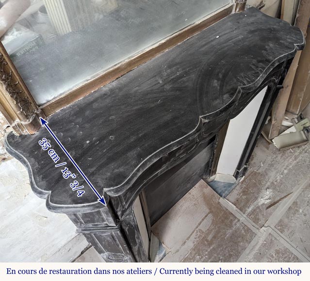 Louis XV style Pompadour mantel in black speckled marble Louis XV style Pompadour mantel in black speckled marble-8
