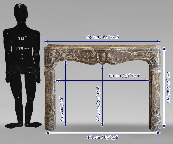 Louis XV period mantel in Rouge du Nord marble Louis XV period mantel in Rouge du Nord marble-11