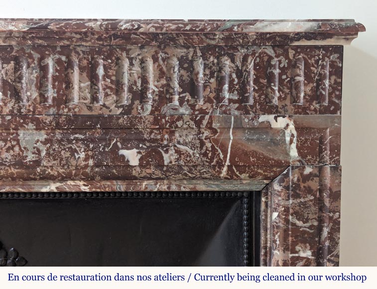 Louis XIV style mantel with acroterion in Rouge du Nord marble Louis XIV style mantel with acroterion in Rouge du Nord marble-6