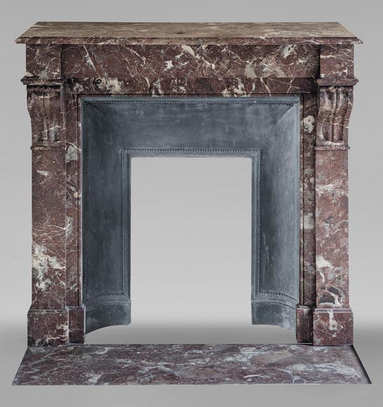Napoleon III style mantel with modillions in Rouge du Nord marble Napoleon III style mantel with modillions in Rouge du Nord marble-0