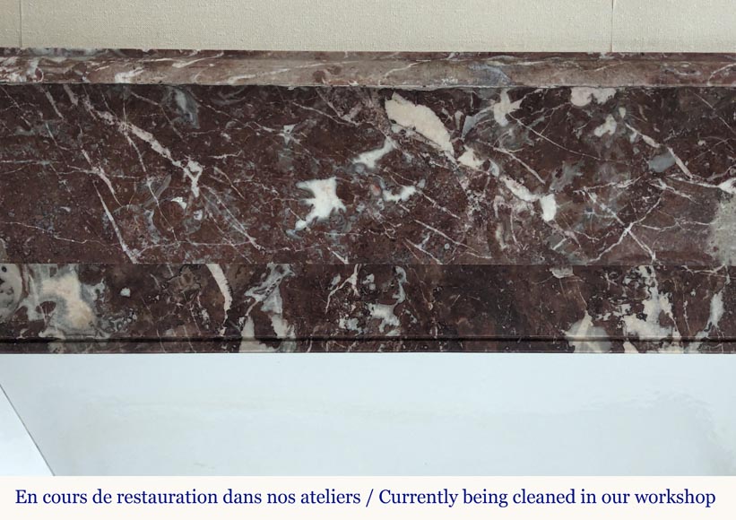 Napoleon III style mantel with modillions in Rouge du Nord marble Napoleon III style mantel with modillions in Rouge du Nord marble-1