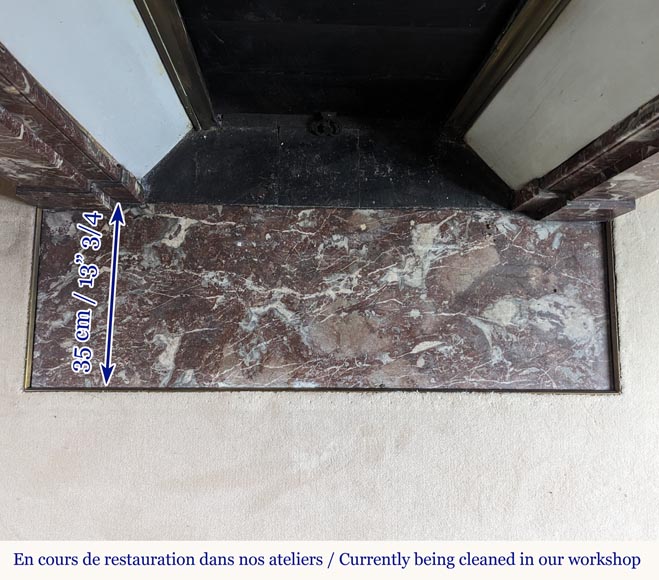 Napoleon III style mantel with modillions in Rouge du Nord marble Napoleon III style mantel with modillions in Rouge du Nord marble-8