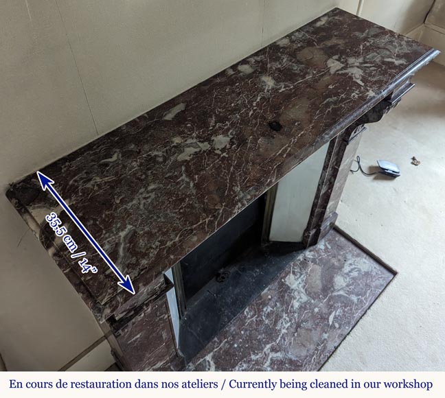 Napoleon III style mantel with modillions in Rouge du Nord marble Napoleon III style mantel with modillions in Rouge du Nord marble-9